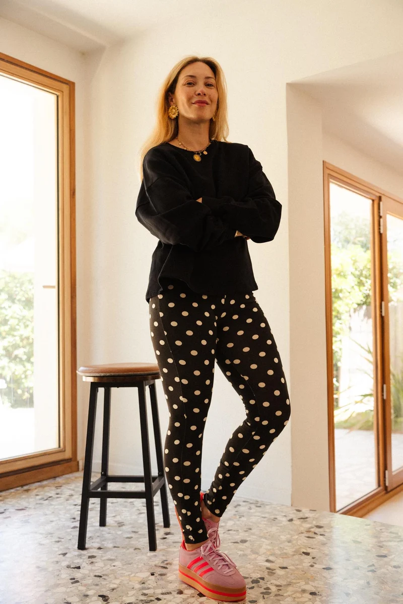Leggings Coton - Pois Noir