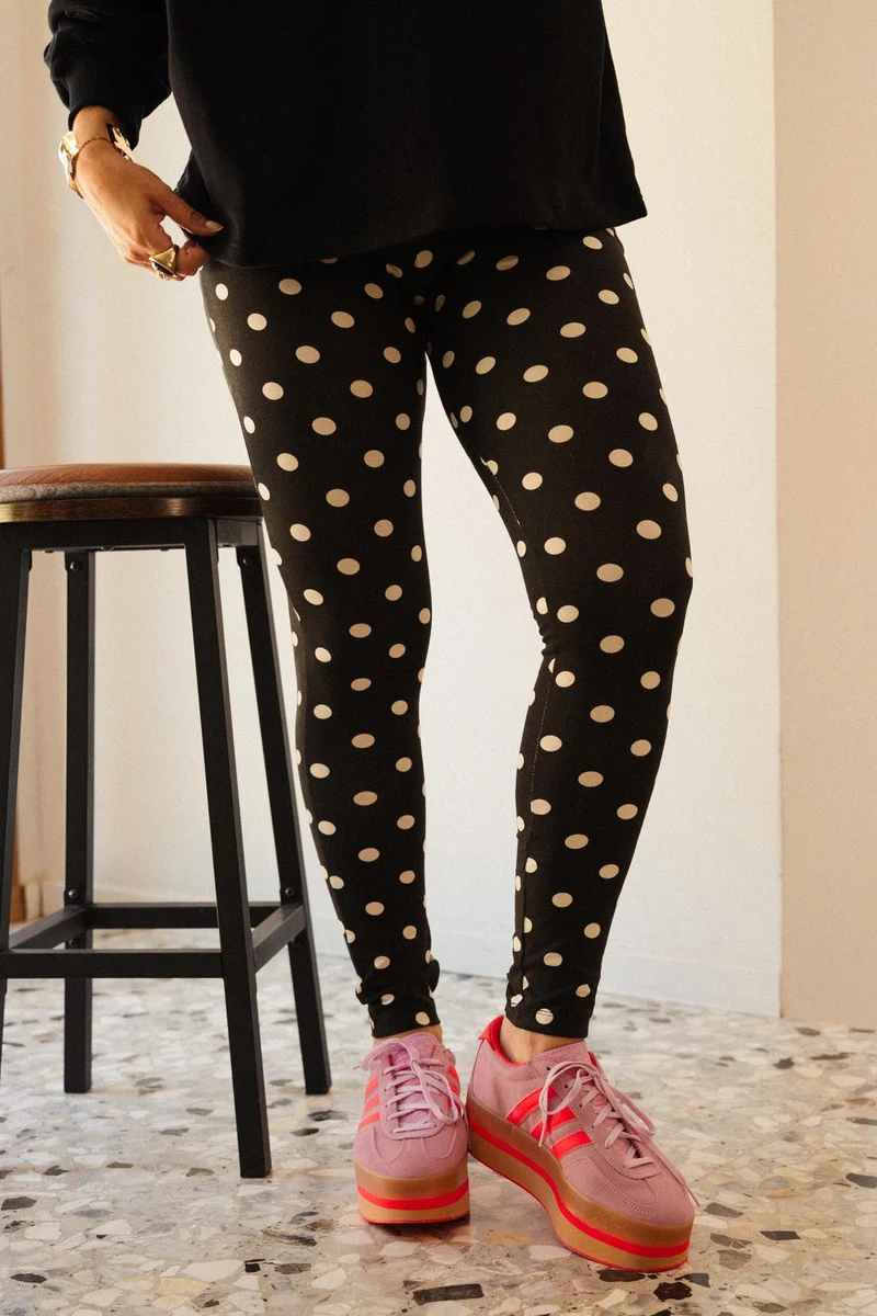 Leggings Coton - Pois Noir