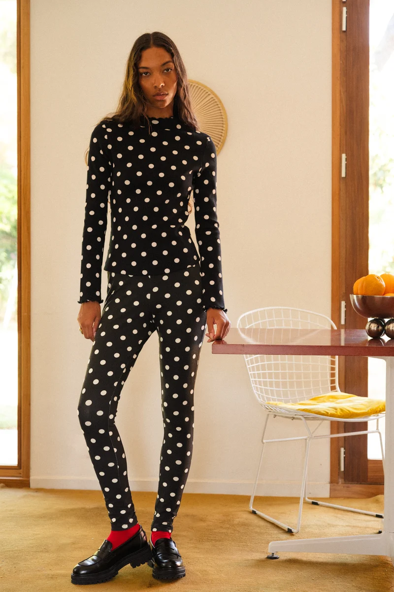 Leggings Coton - Pois Noir