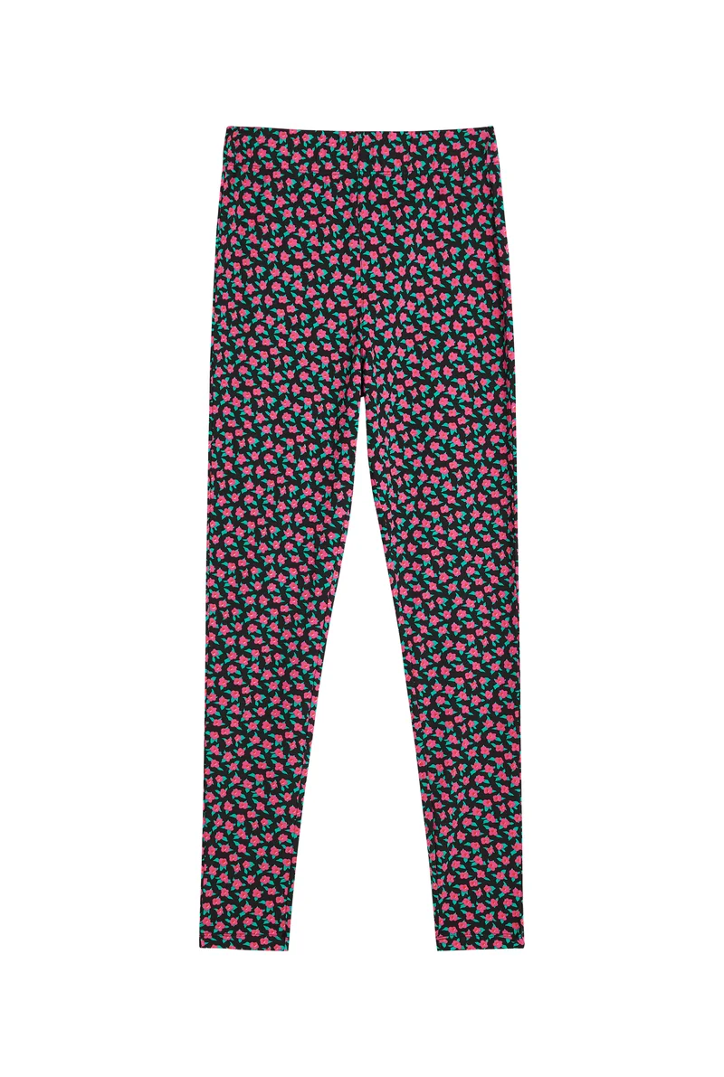 Leggings Coton - Mini Fleurs Fuchsia