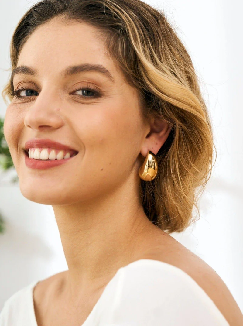 Boucles d'Oreilles Goutte d'Eau - Or et Argent
