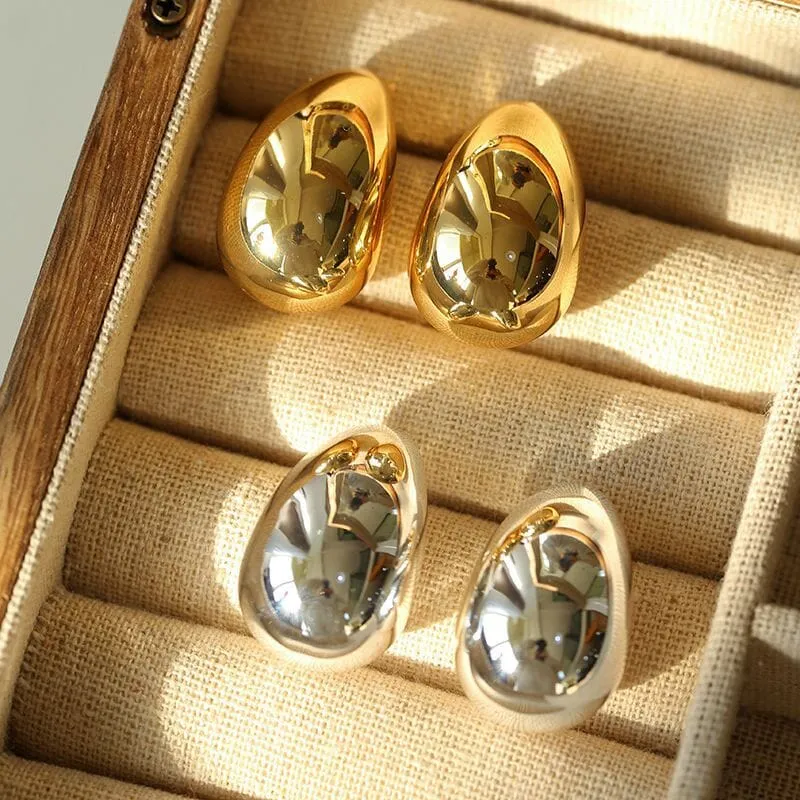 Boucles d'Oreilles Goutte d'Eau - Or et Argent