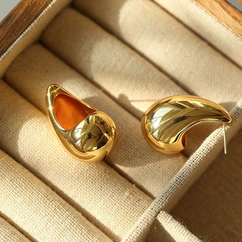 Boucles d'Oreilles Goutte d'Eau - Or et Argent