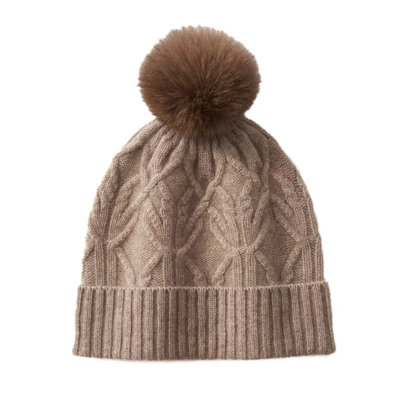 Bonnet Cachemire Pompon Amovible - Sophie