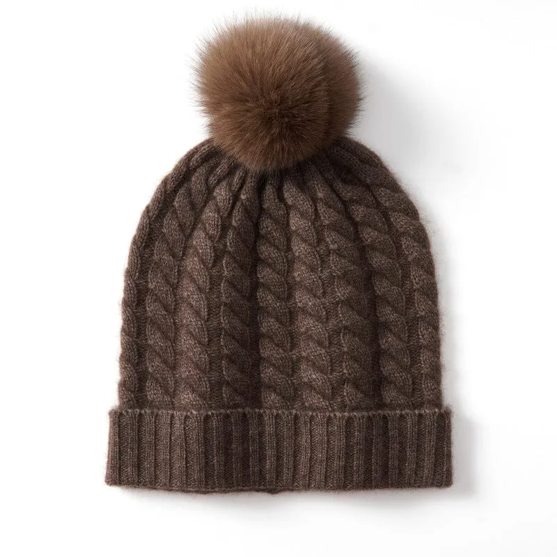 Bonnet Cachemire Pompon Amovible - Fanny