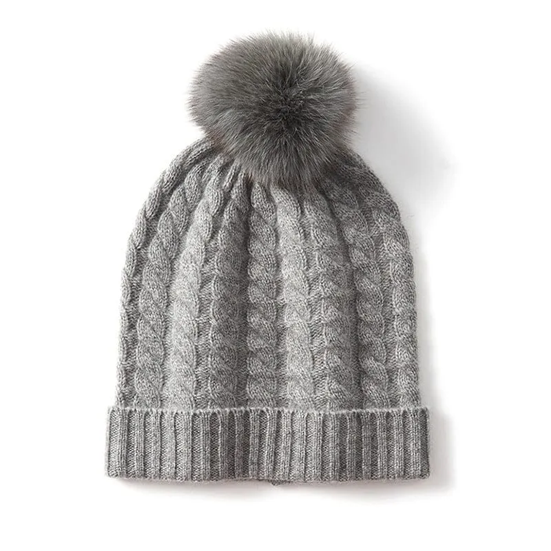 Bonnet Cachemire Pompon Amovible - Fanny