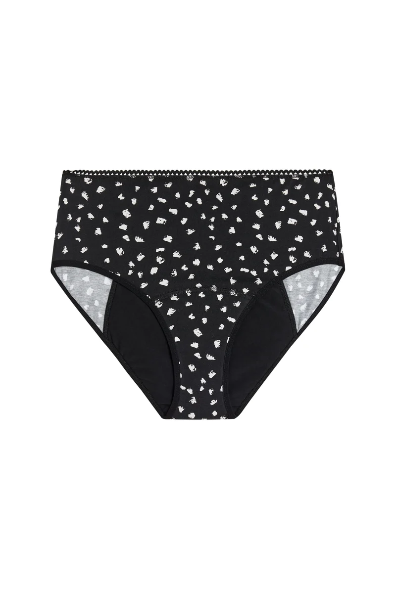 Culotte menstruelle Taille Haute GOTS - Flux nuit - Bambi Noir