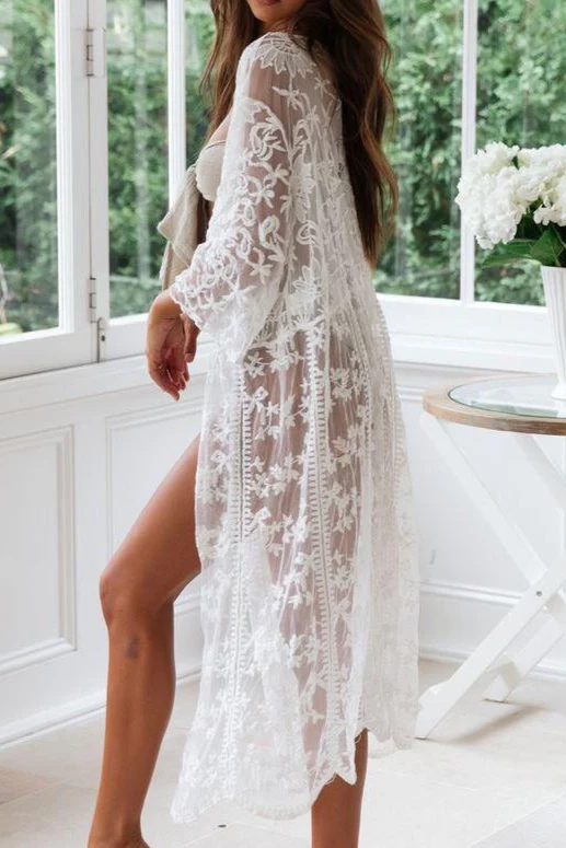 Kimono Dentelle Blanc - Elisabeth