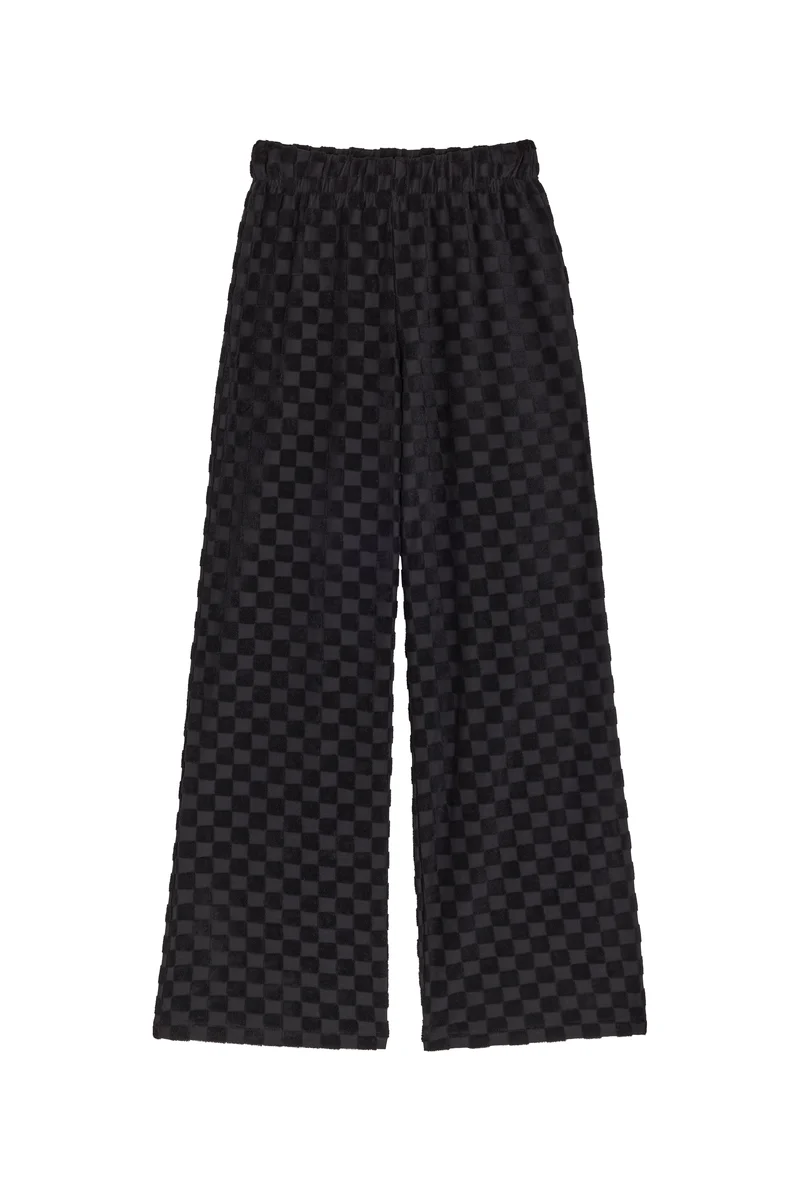 Pantalon Éponge Damier 100% Coton BIO - Noir