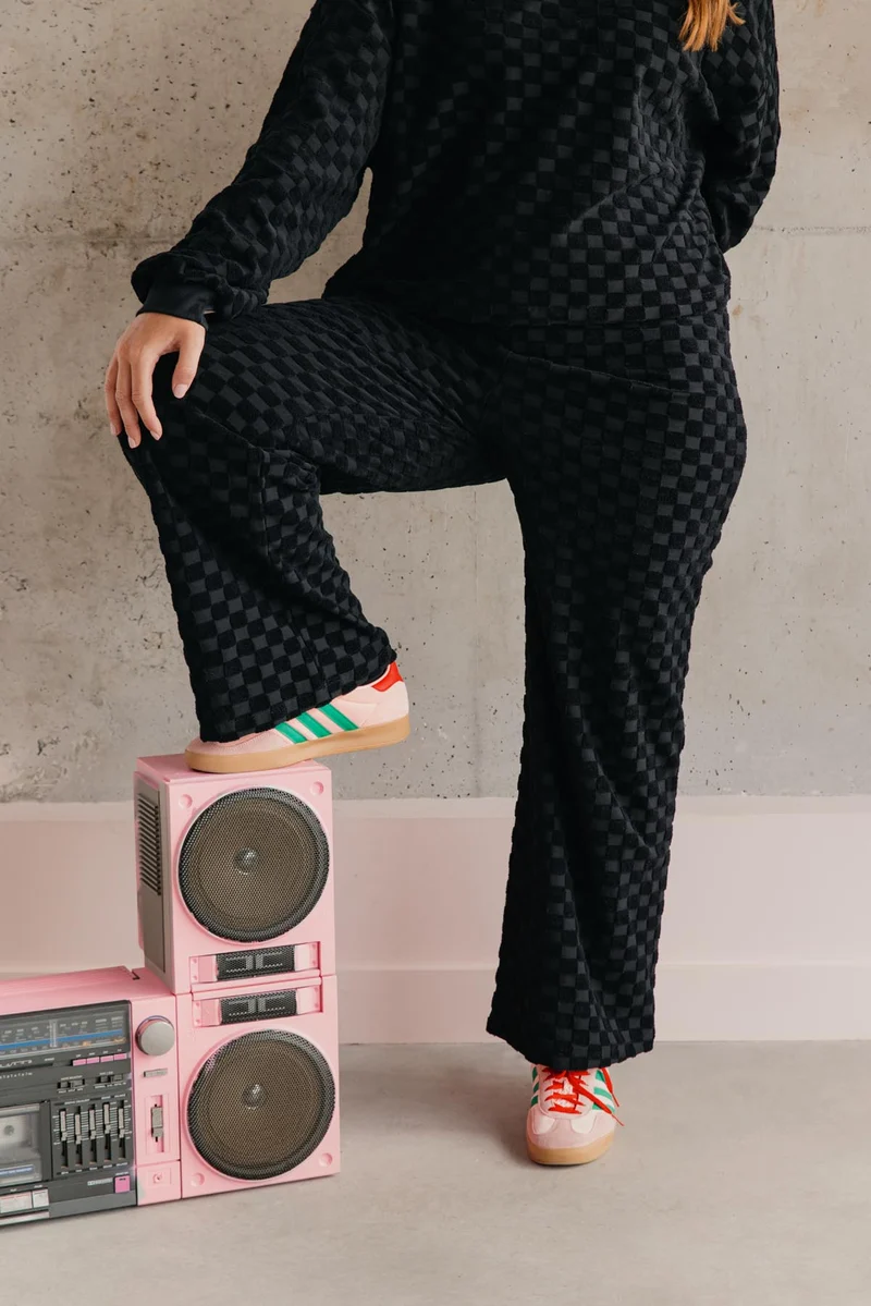 Pantalon Éponge Damier 100% Coton BIO - Noir