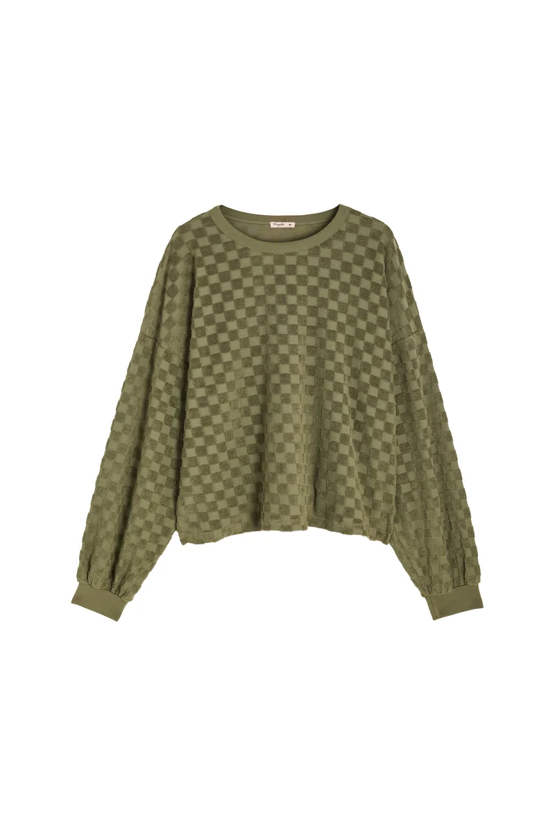 Sweat Éponge Damier 100% Coton BIO - Kaki