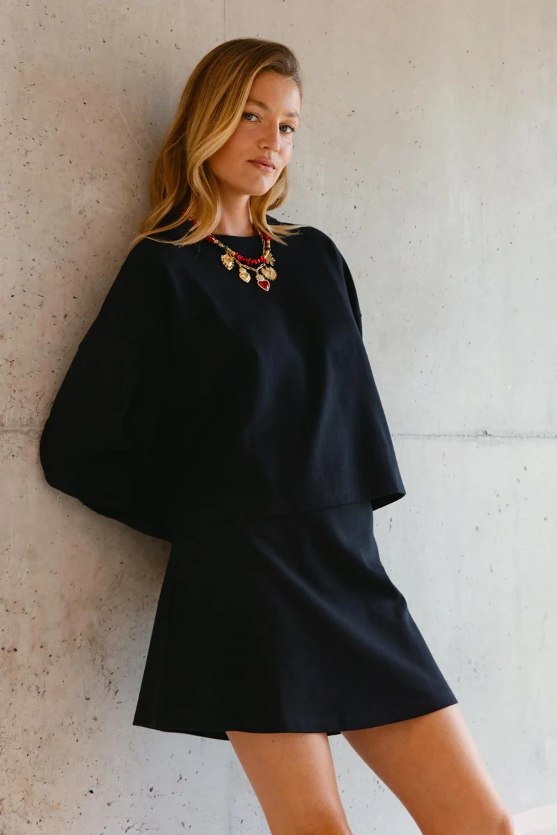 Sweat en maille 100% COTON BIO - Noir
