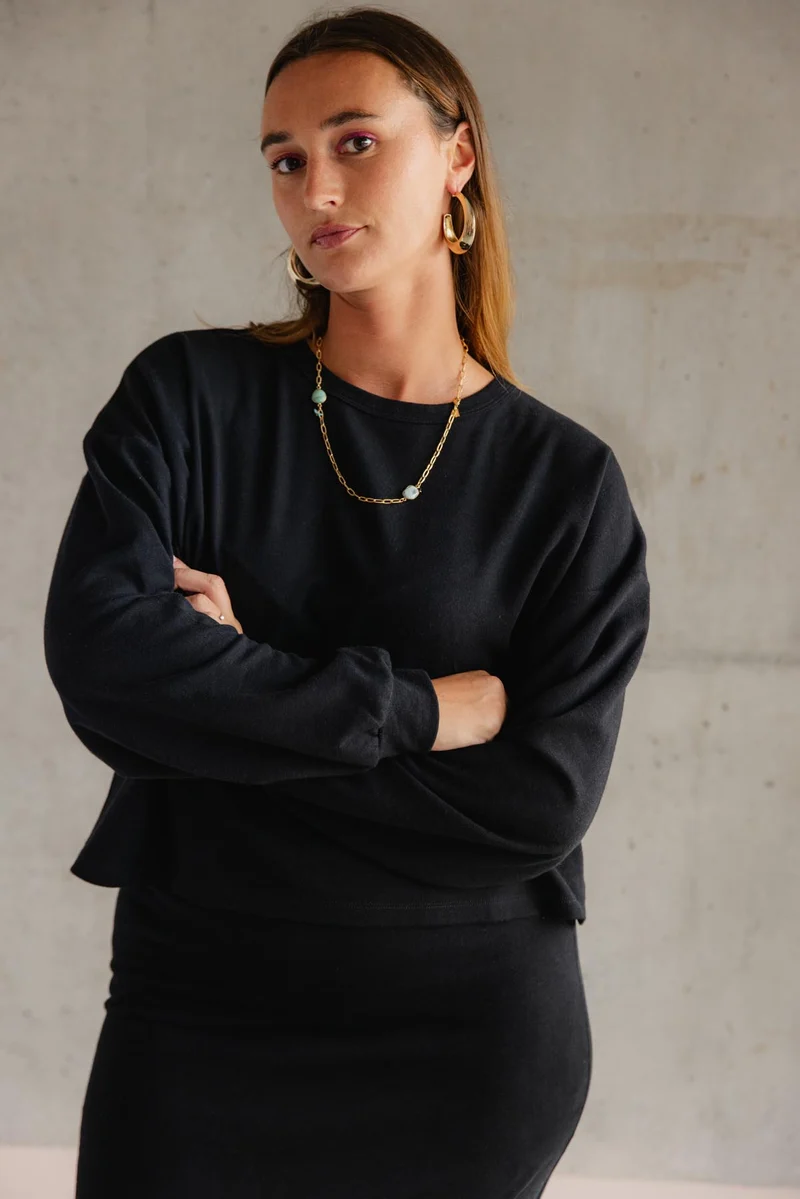 Sweat en maille 100% COTON BIO - Noir