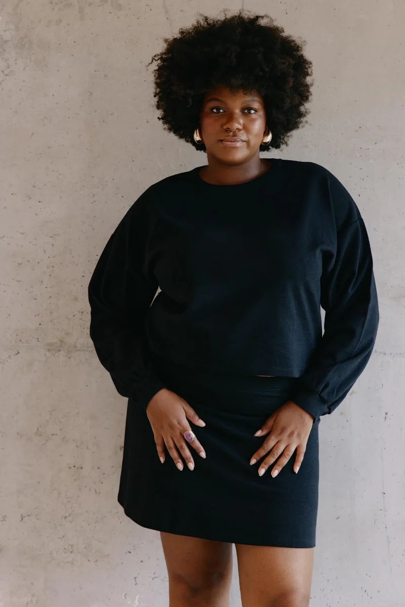 Sweat en maille 100% COTON BIO - Noir