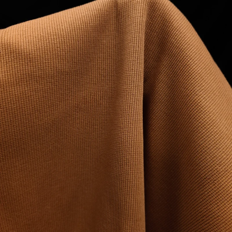 Bord-côte tubulaire en coton Pima | 2x2 | Terracotta | 59 cm | Fin de rouleau