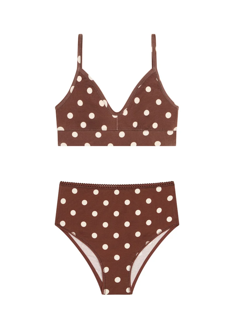 1 BRASSIÈRE + 1 TAILLE HAUTE - Pois Marron