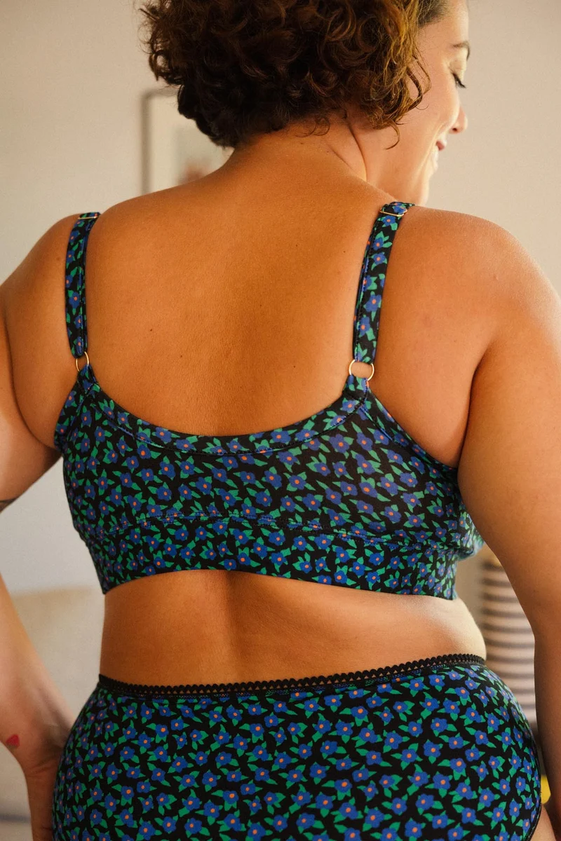 Brassière Coton BIO - Mini Fleurs Bleu