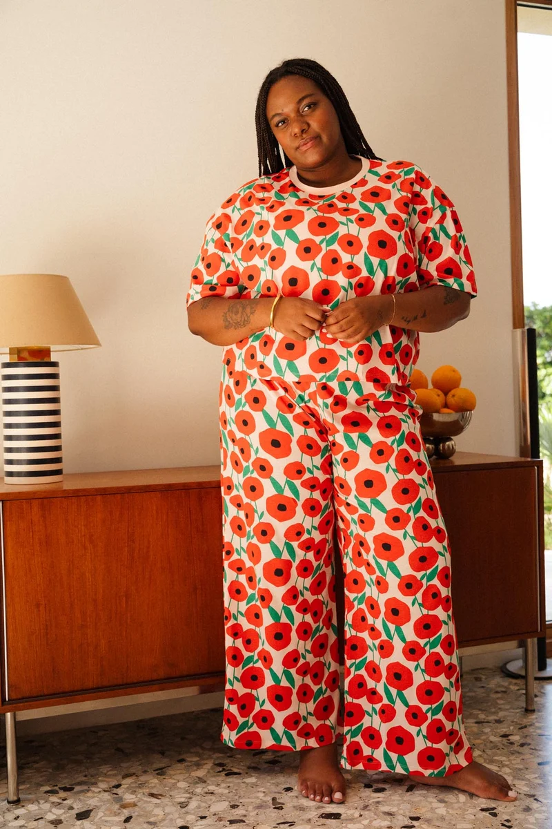 Pyjama Long Coton BIO - Coquelicot Rose