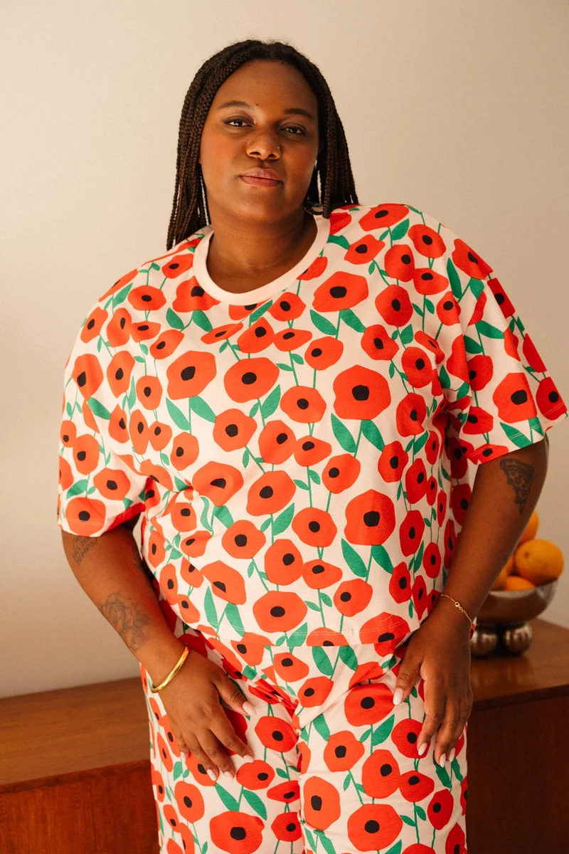 Pyjama Long Coton BIO - Coquelicot Rose