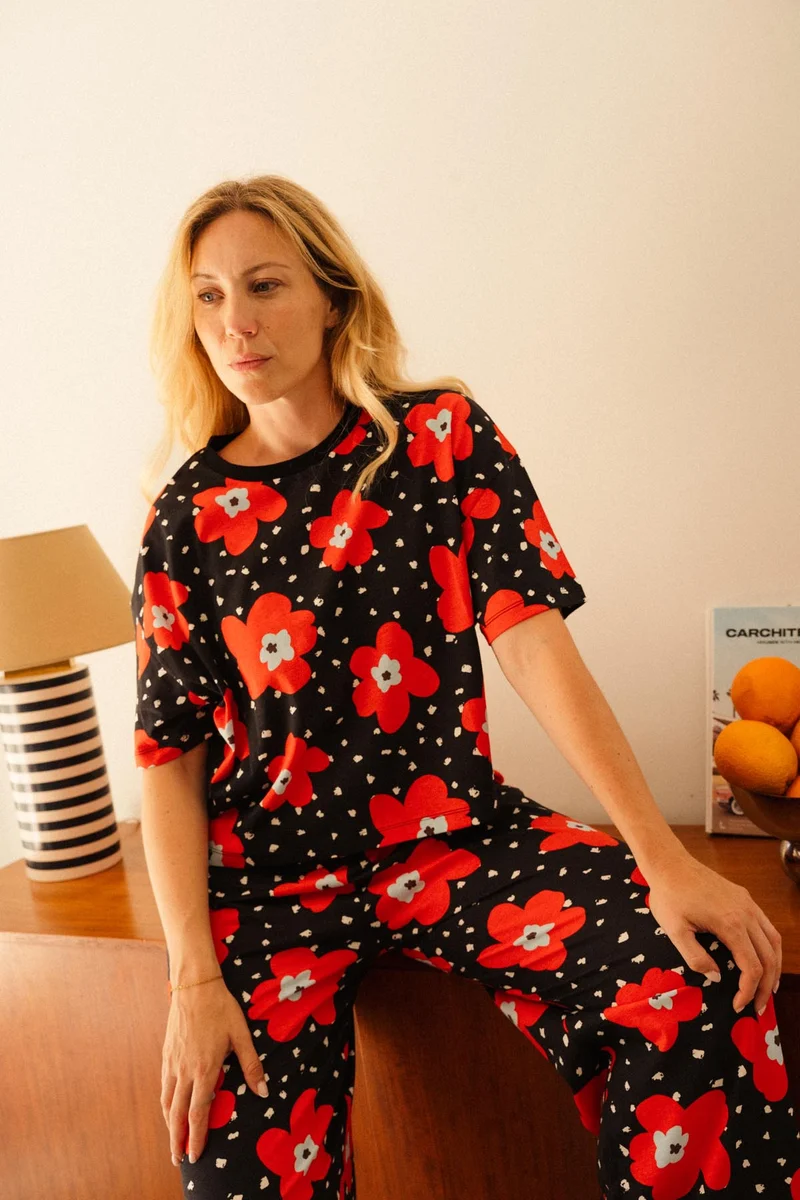 Pyjama Long Coton BIO - Atlas rouge