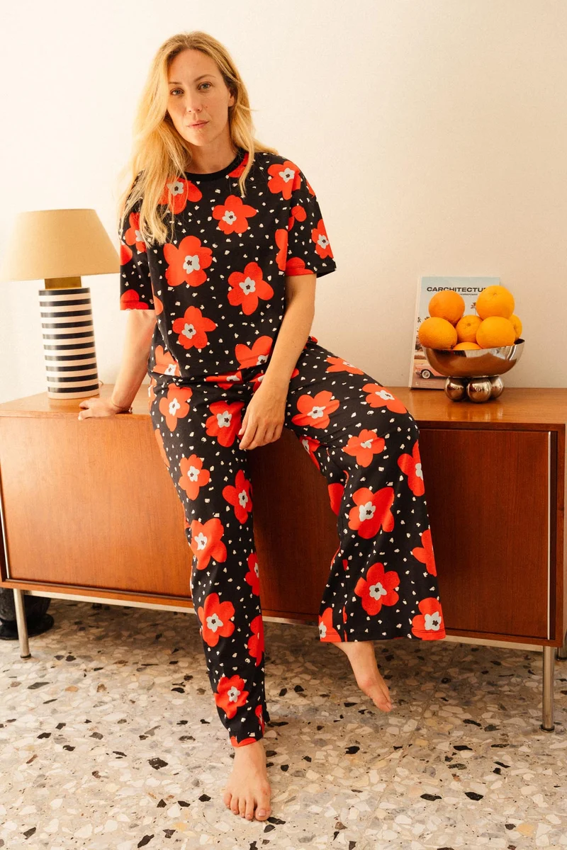 Pyjama Long Coton BIO - Atlas rouge