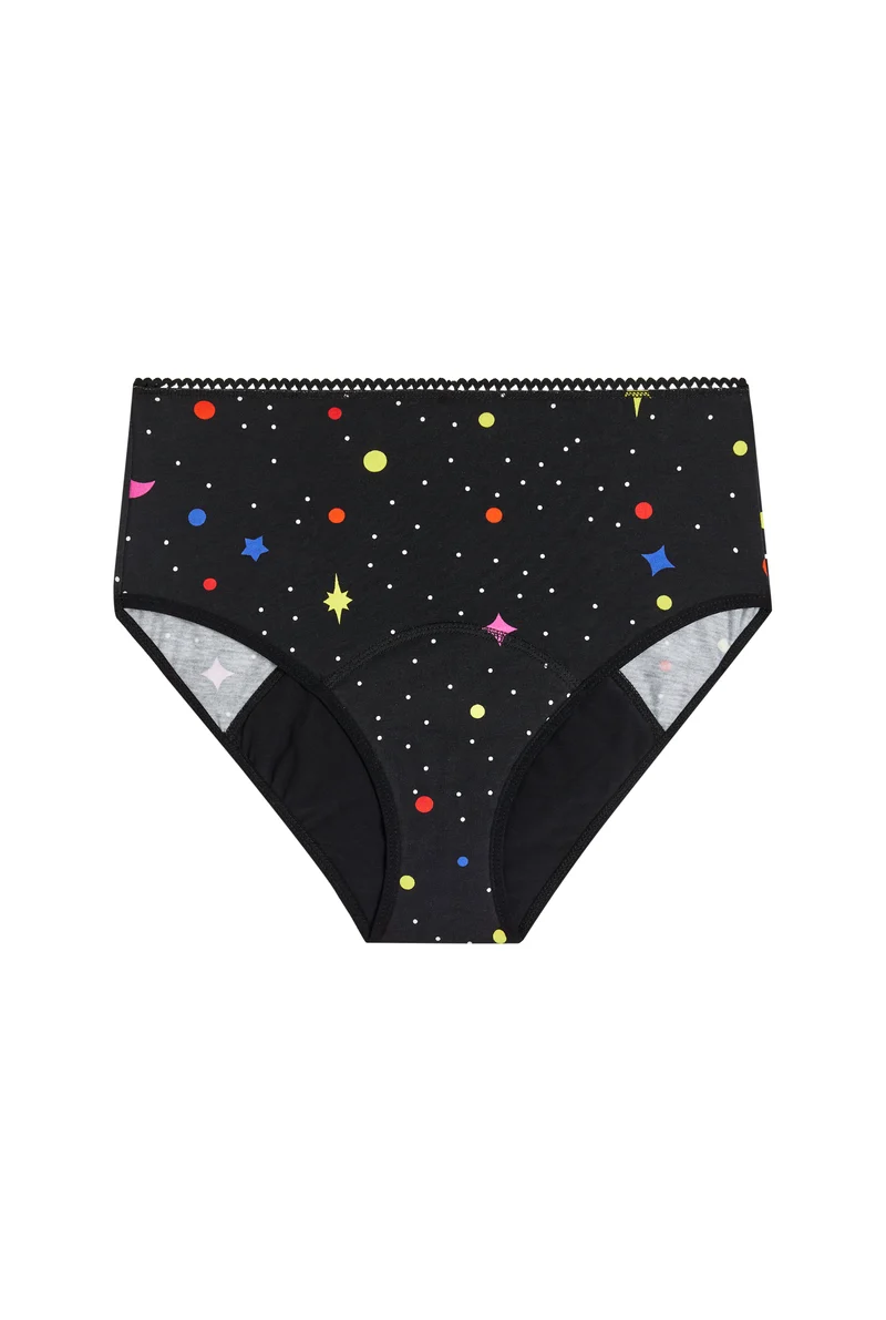 Culotte menstruelle Taille Haute GOTS Flux abondant - Astro Paillettes