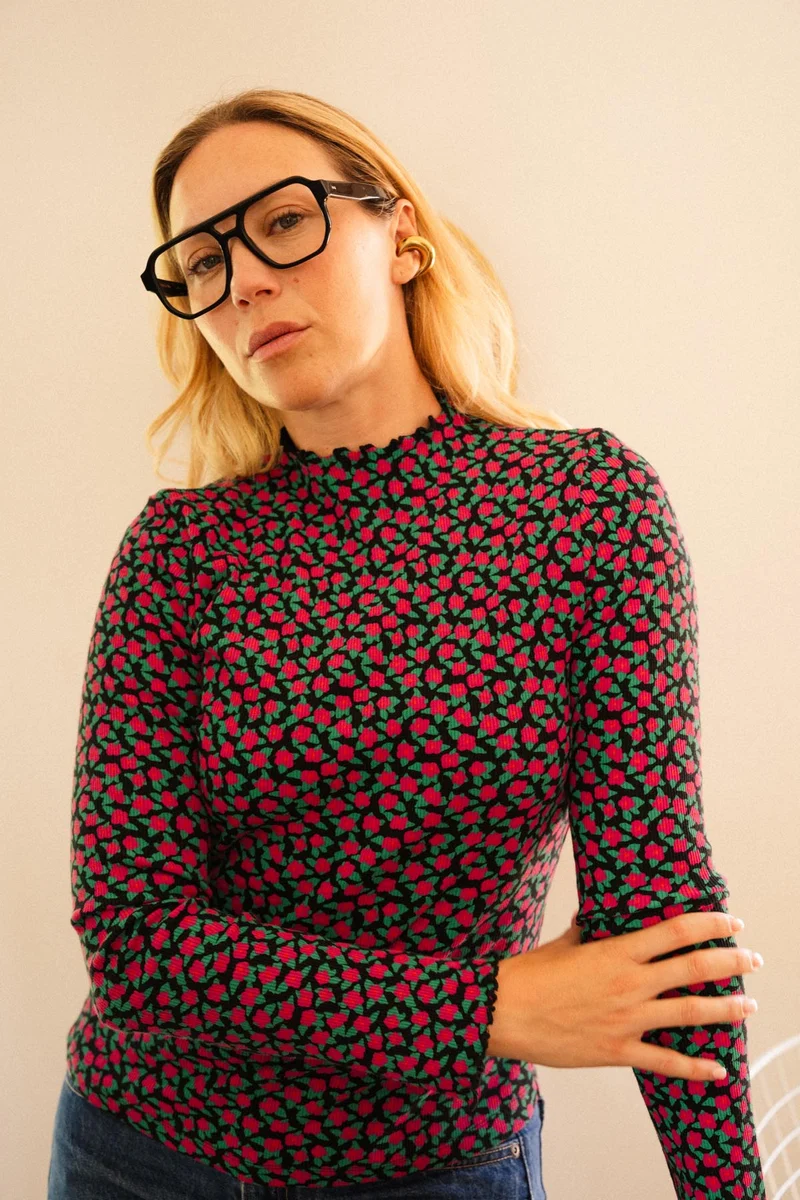 Top Finitions Roulottées Coton - Mini Fleurs Fuchsia