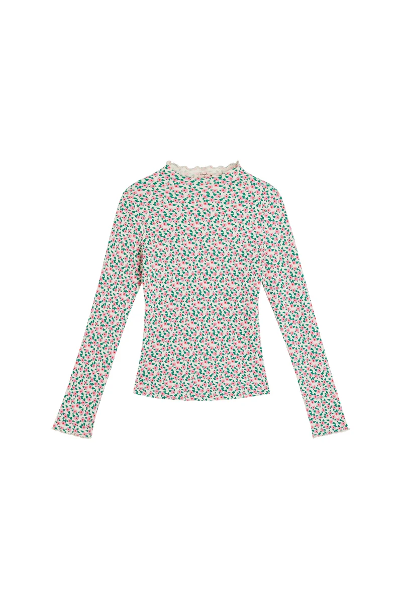 Top Finitions Roulottées Coton - Mini Fleurs Rose