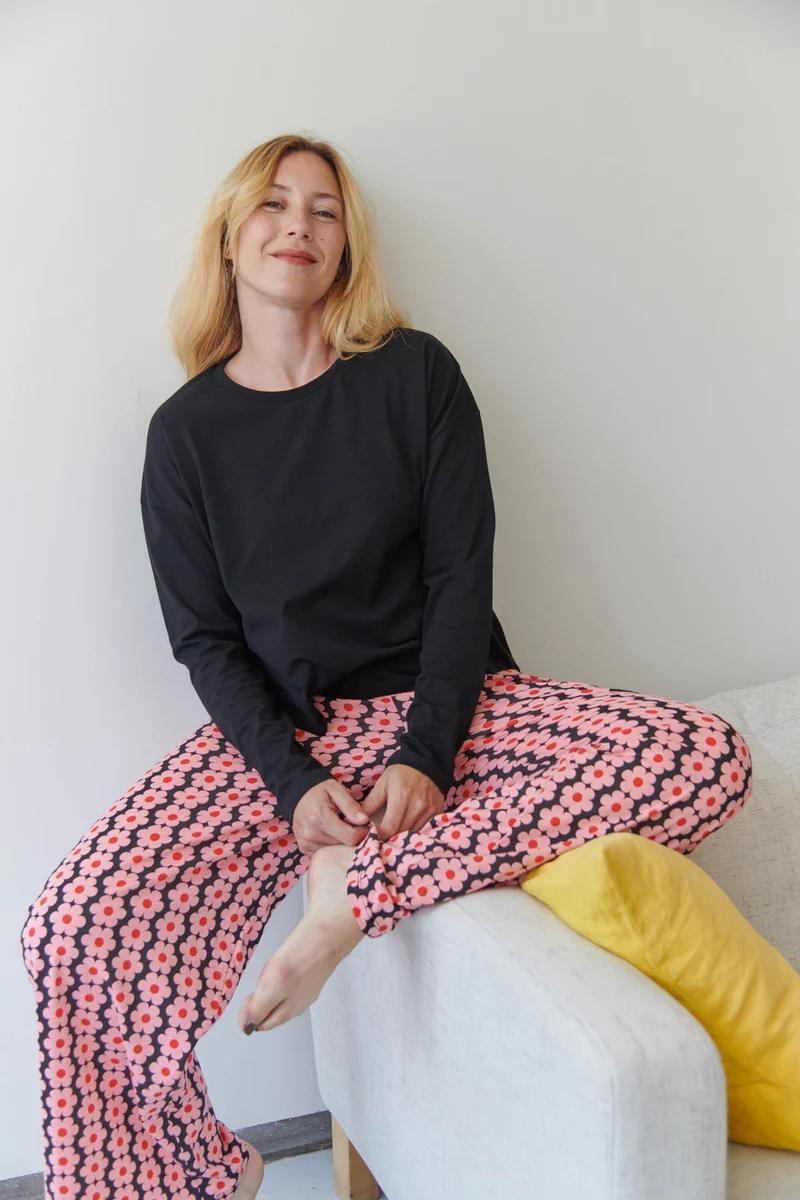 Pyjama Manches Longues Coton BIO - Monique Noir