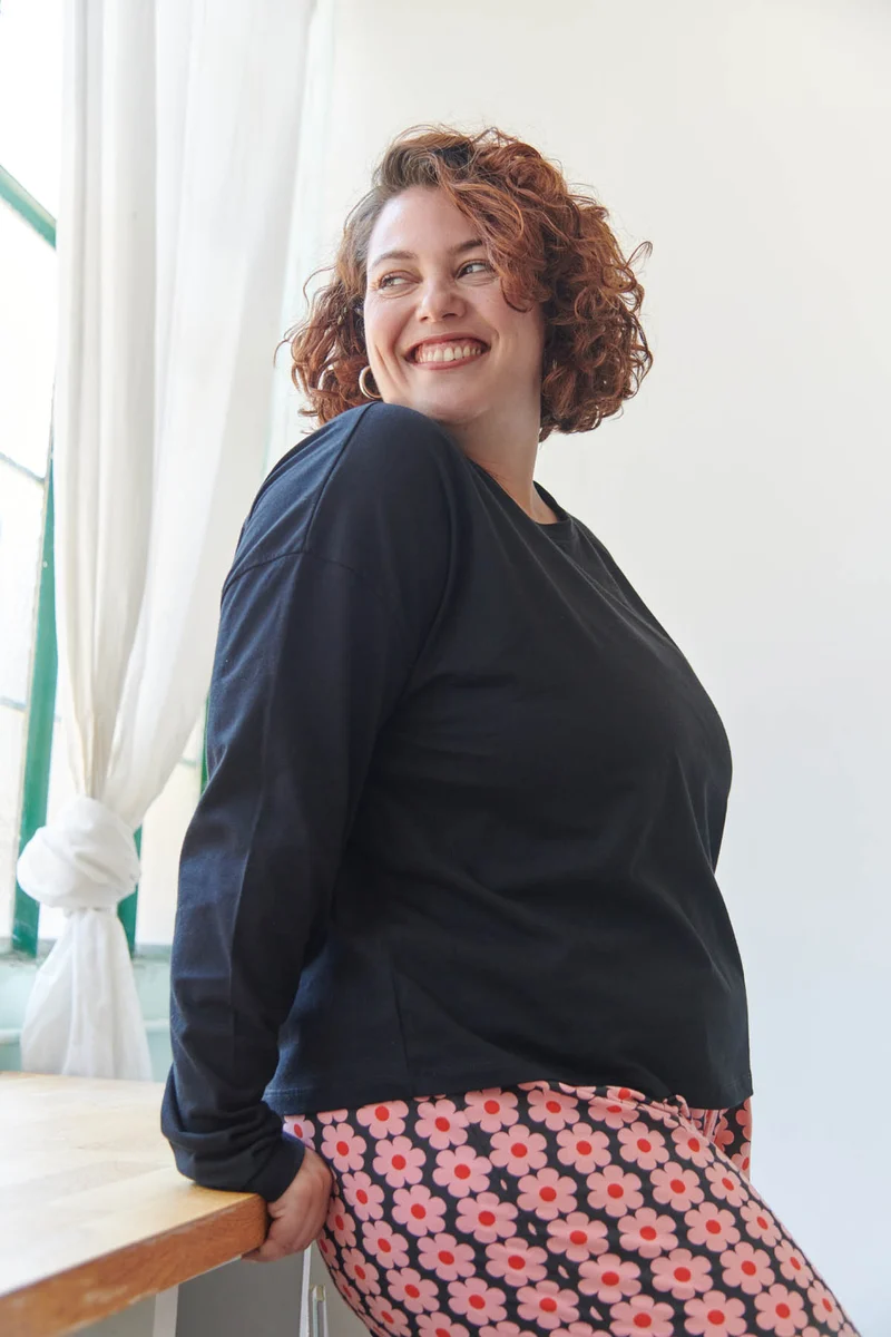 Pyjama Manches Longues Coton BIO - Monique Noir