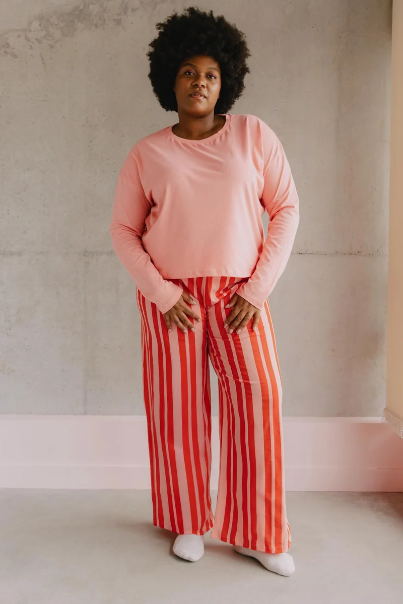 Pyjama Manches Longues Coton BIO - Retro Lines Rouge