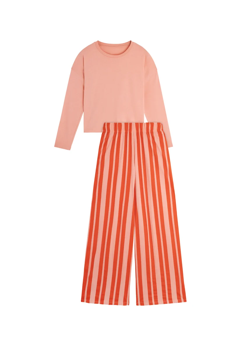 Pyjama Manches Longues Coton BIO - Retro Lines Rouge