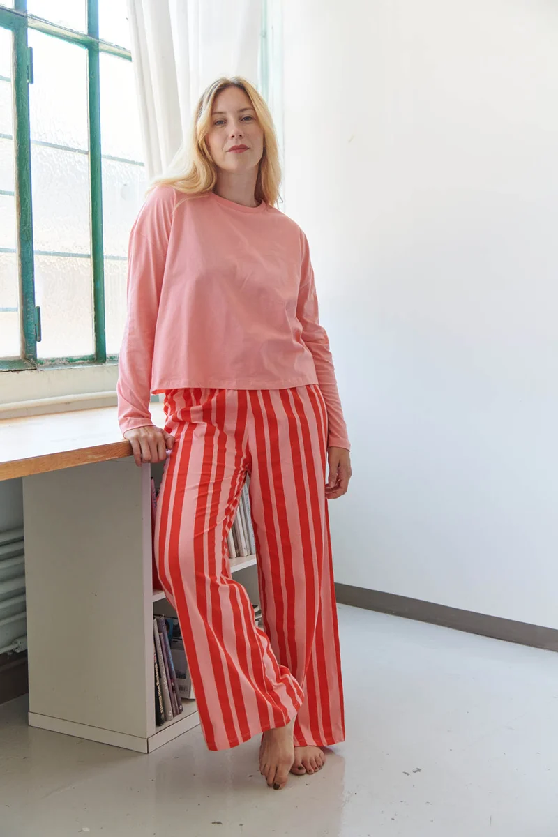 Pyjama Manches Longues Coton BIO - Retro Lines Rouge