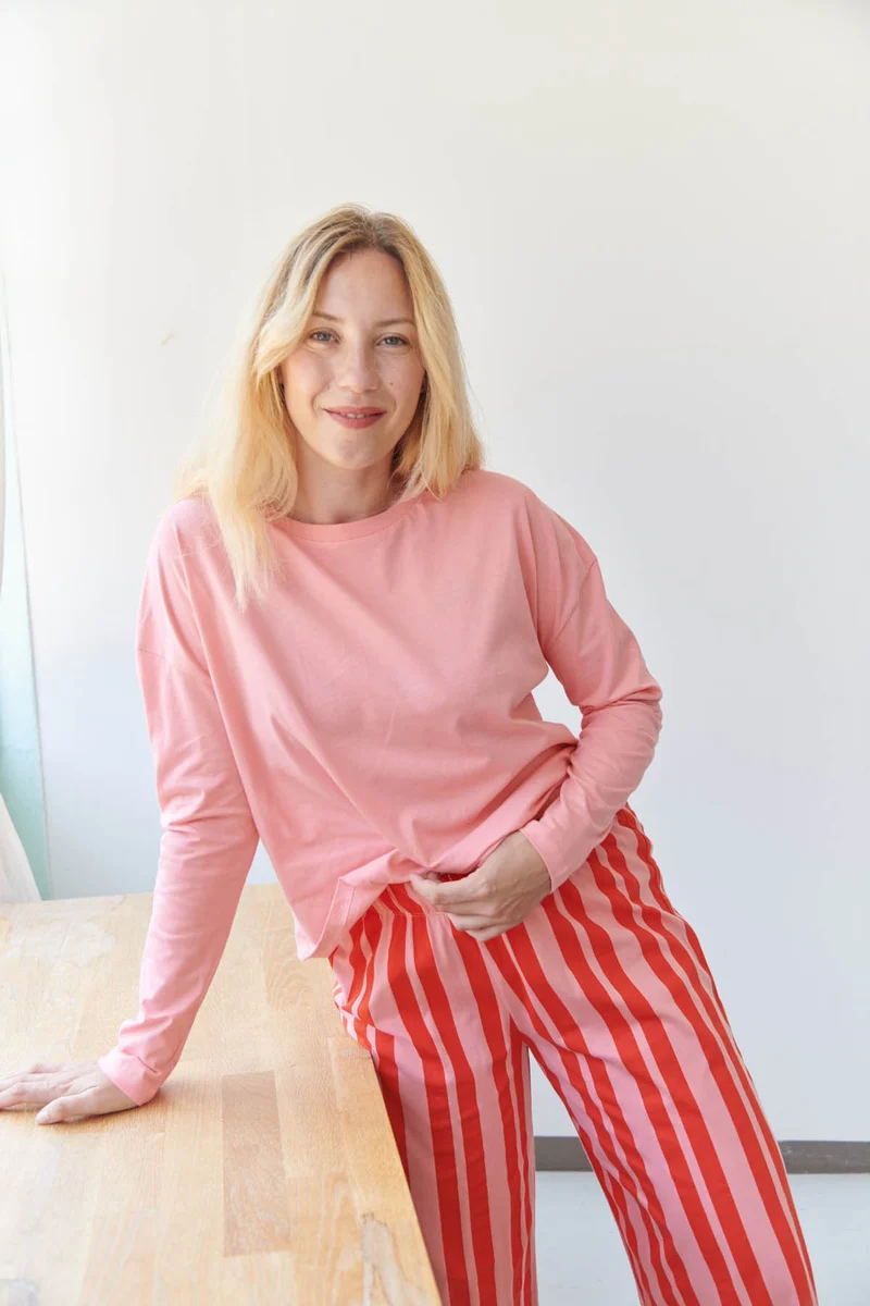 Pyjama Manches Longues Coton BIO - Retro Lines Rouge