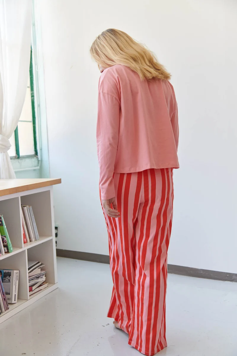 Pyjama Manches Longues Coton BIO - Retro Lines Rouge