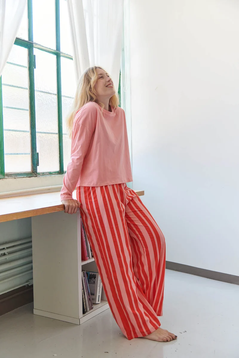 Pyjama Manches Longues Coton BIO - Retro Lines Rouge