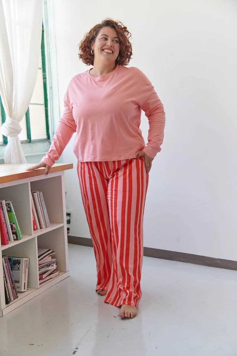 Pyjama Manches Longues Coton BIO - Retro Lines Rouge