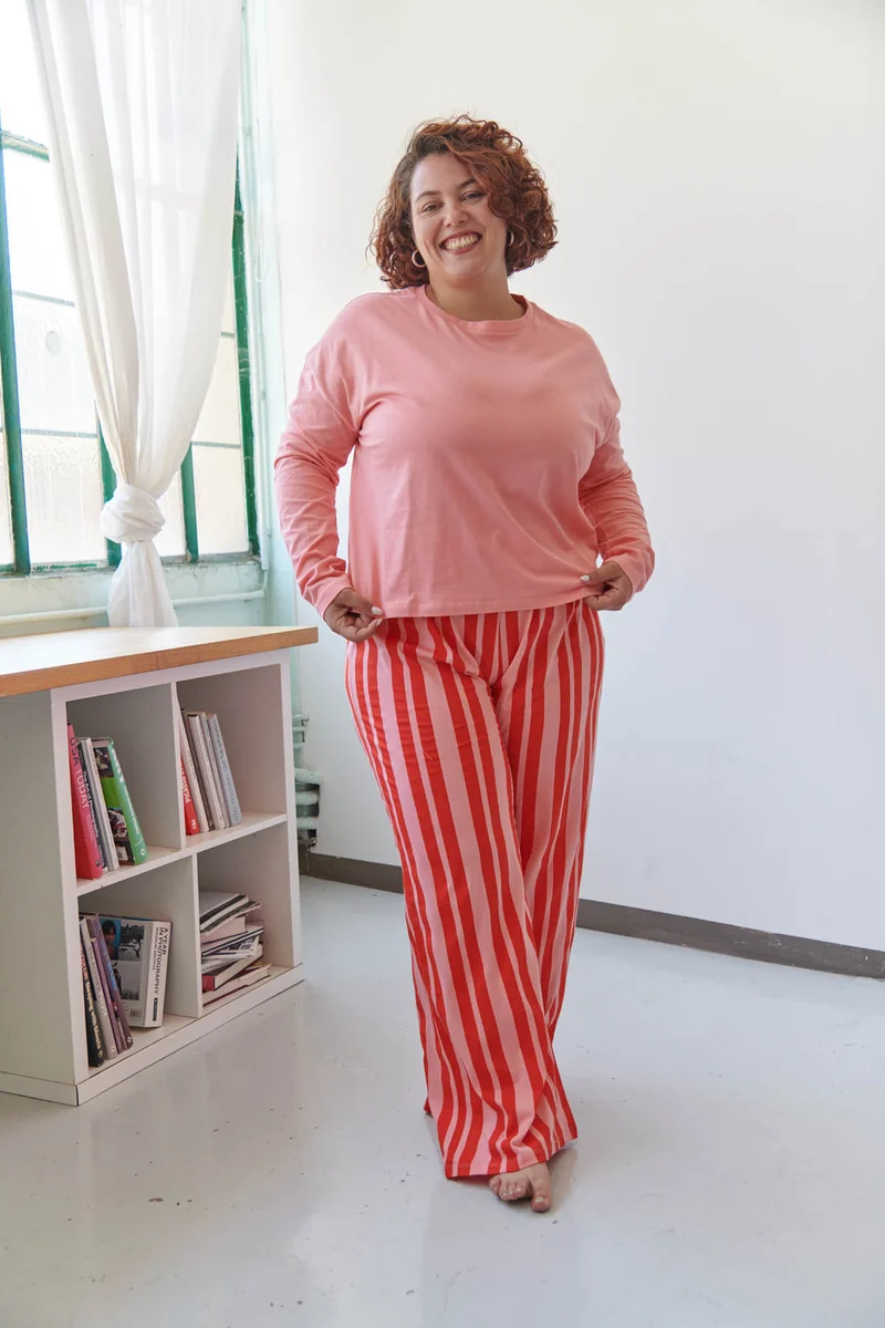 Pyjama Manches Longues Coton BIO - Retro Lines Rouge