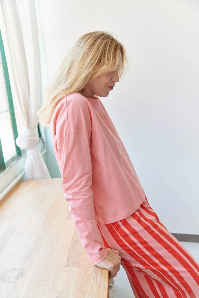 Pyjama Manches Longues Coton BIO - Retro Lines Rouge