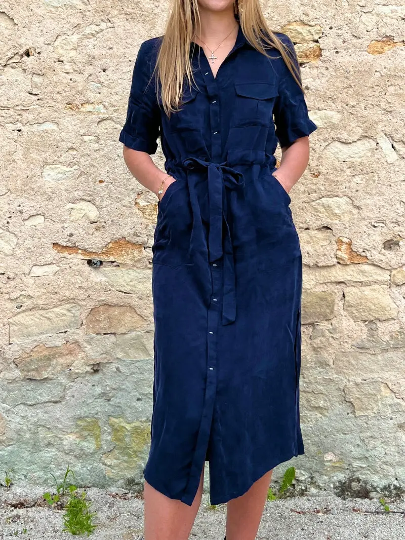 Robe Chemise Bleu Marine - Constance