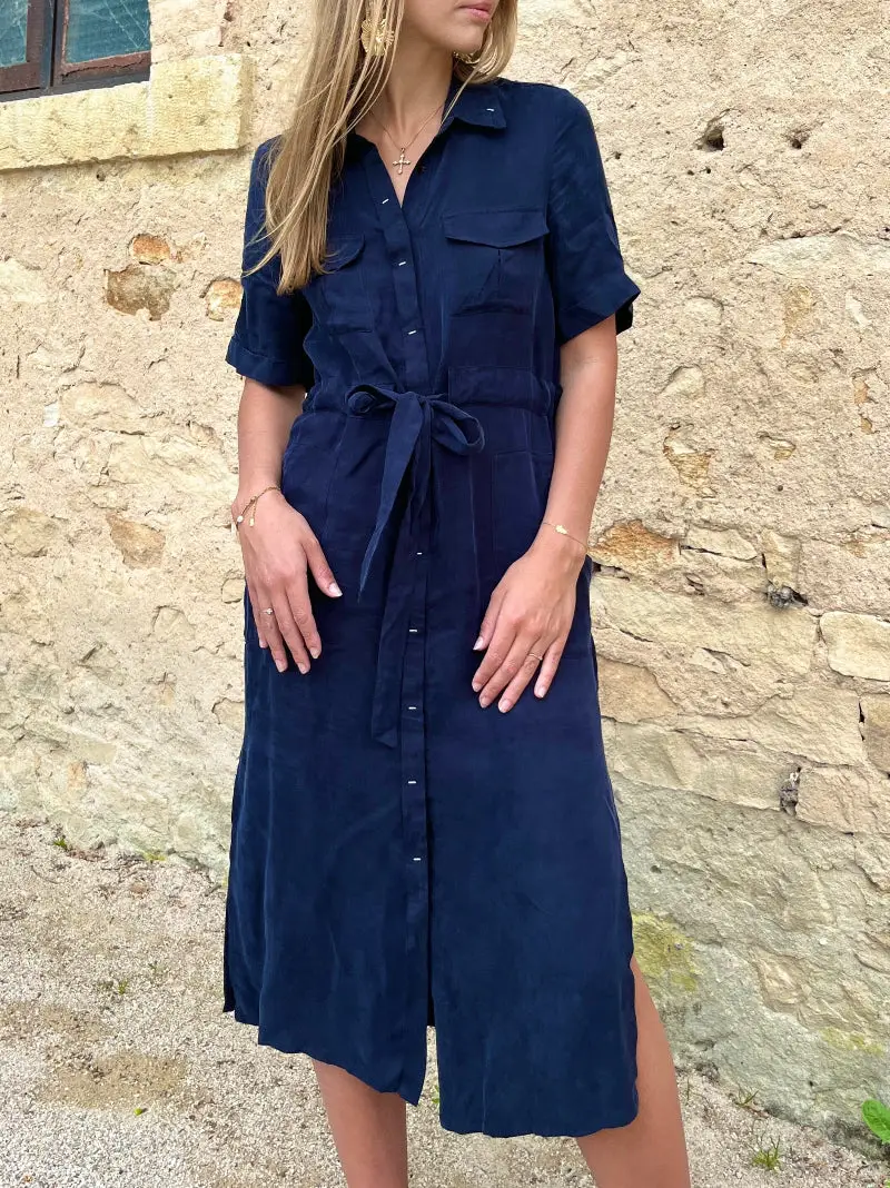 Robe Chemise Bleu Marine - Constance