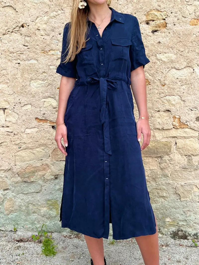 Robe Chemise Bleu Marine - Constance