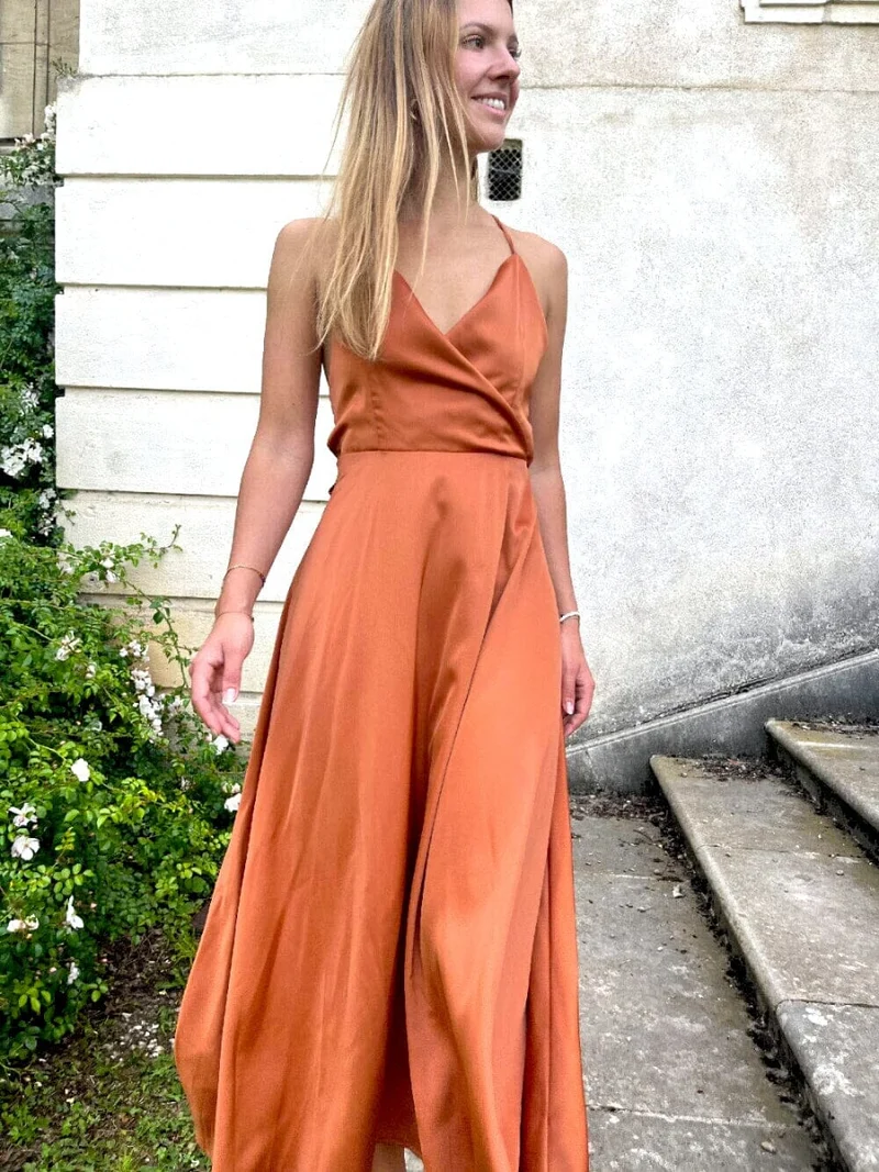 Robe Satin Dos Nu - Tessa