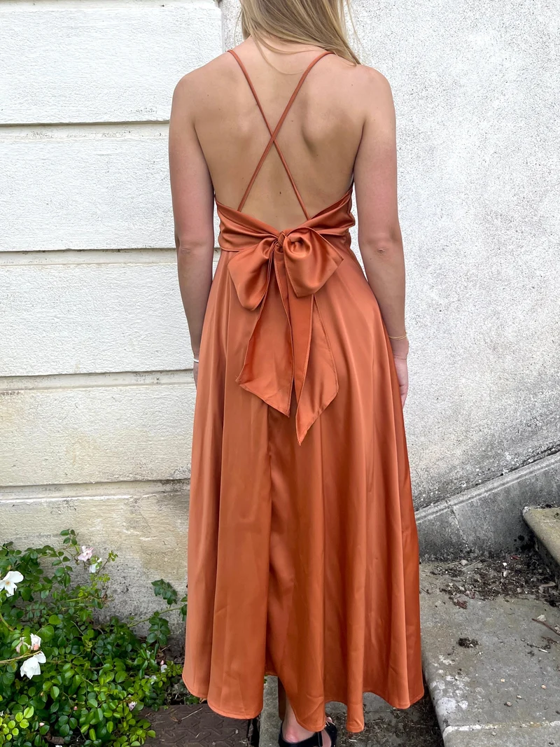 Robe Satin Dos Nu - Tessa