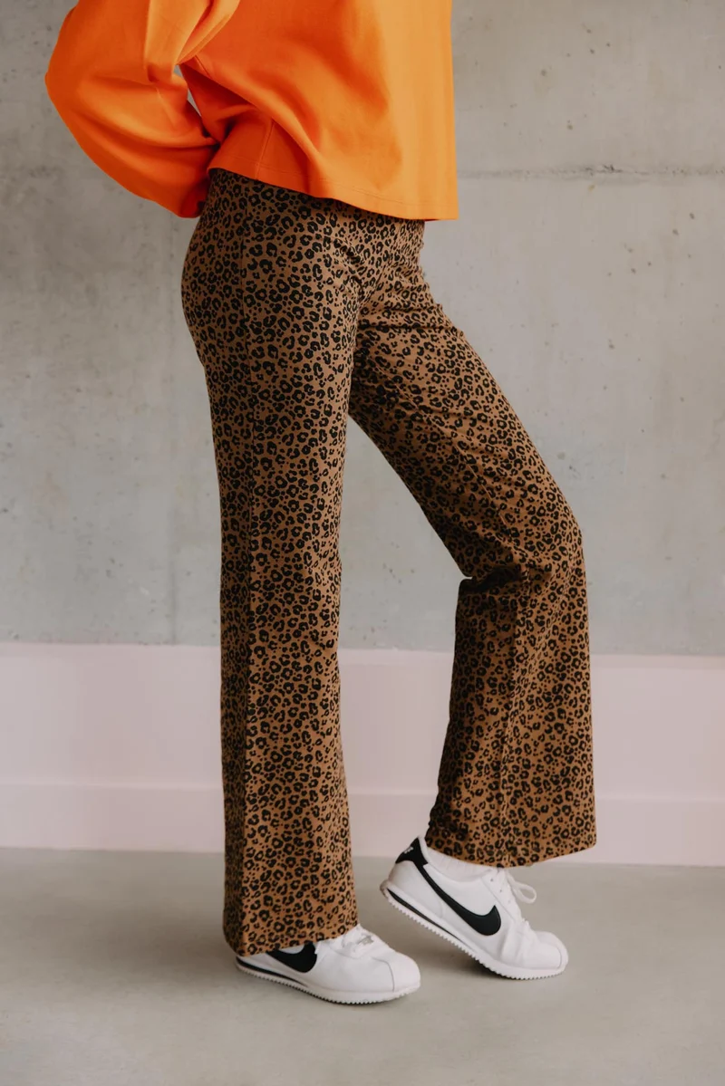 Pantalon Coton BIO Évasé - Léopard Marron