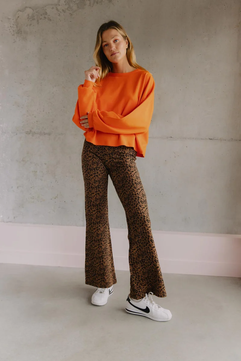 Pantalon Coton BIO Évasé - Léopard Marron