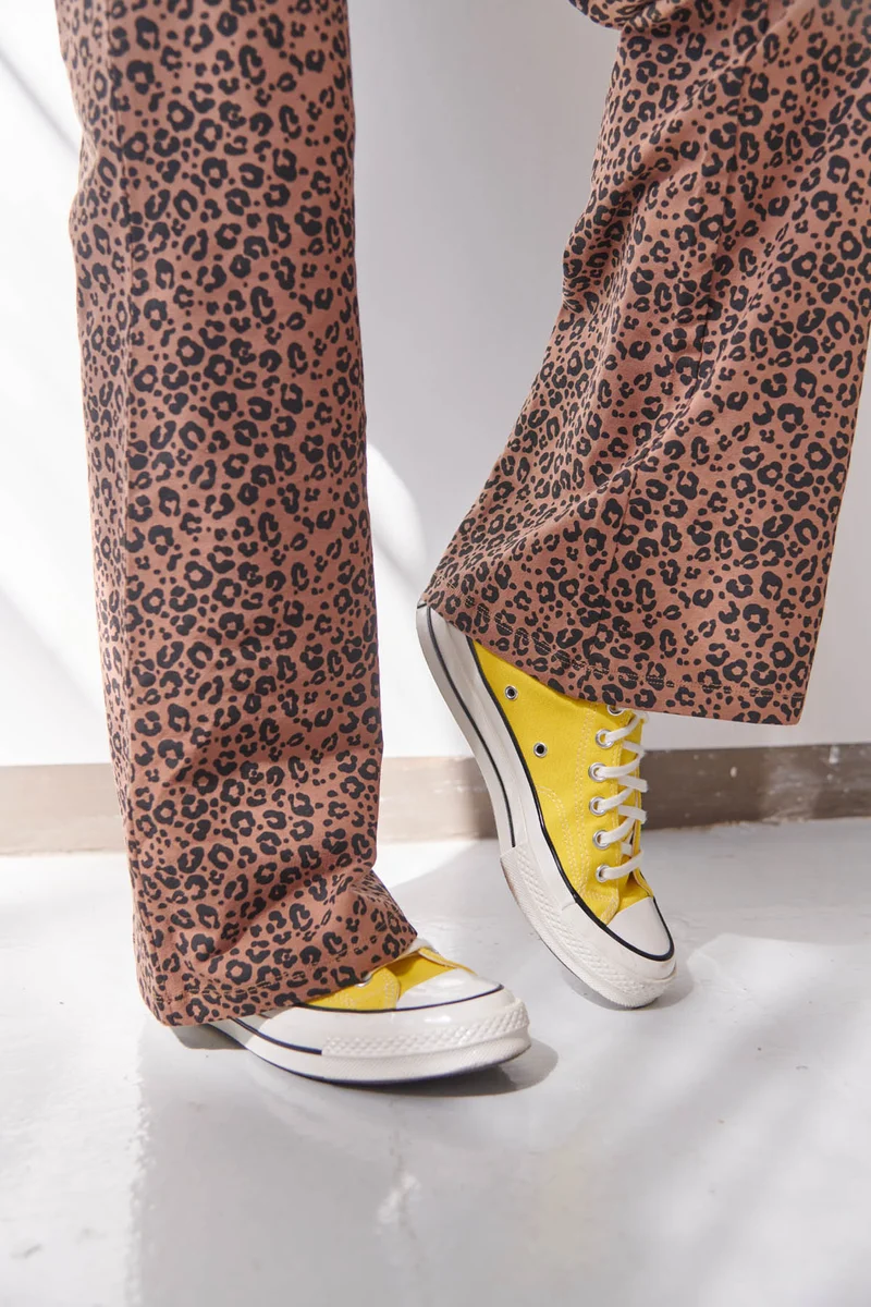 Pantalon Coton BIO Évasé - Léopard Marron