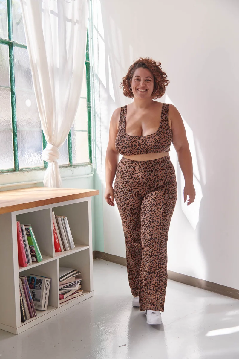 Pantalon Coton BIO Évasé - Léopard Marron