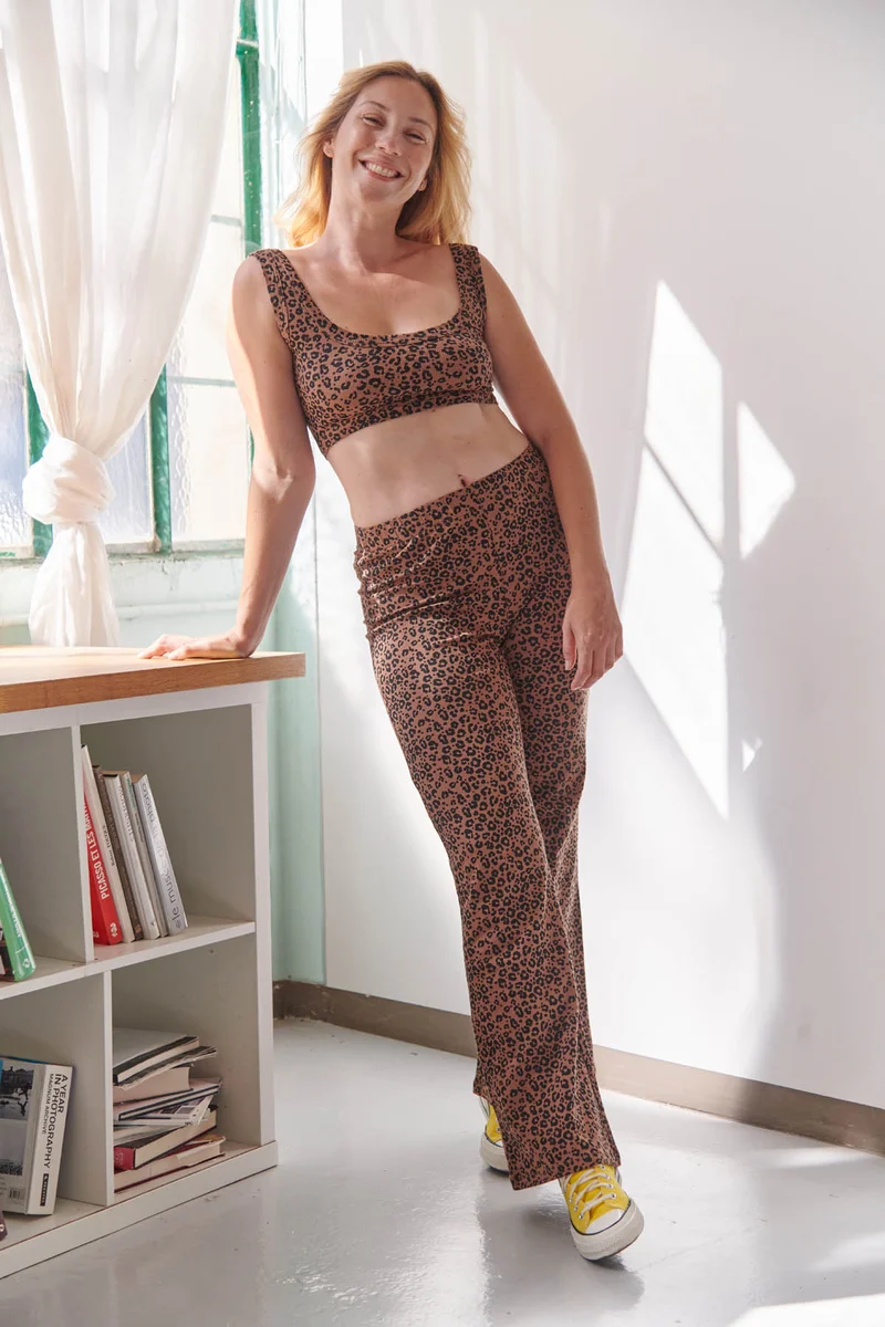 Pantalon Coton BIO Évasé - Léopard Marron