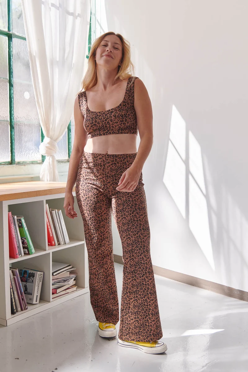Pantalon Coton BIO Évasé - Léopard Marron